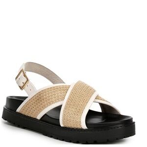Freedom Banded Raffia Slingback Sport Sandals